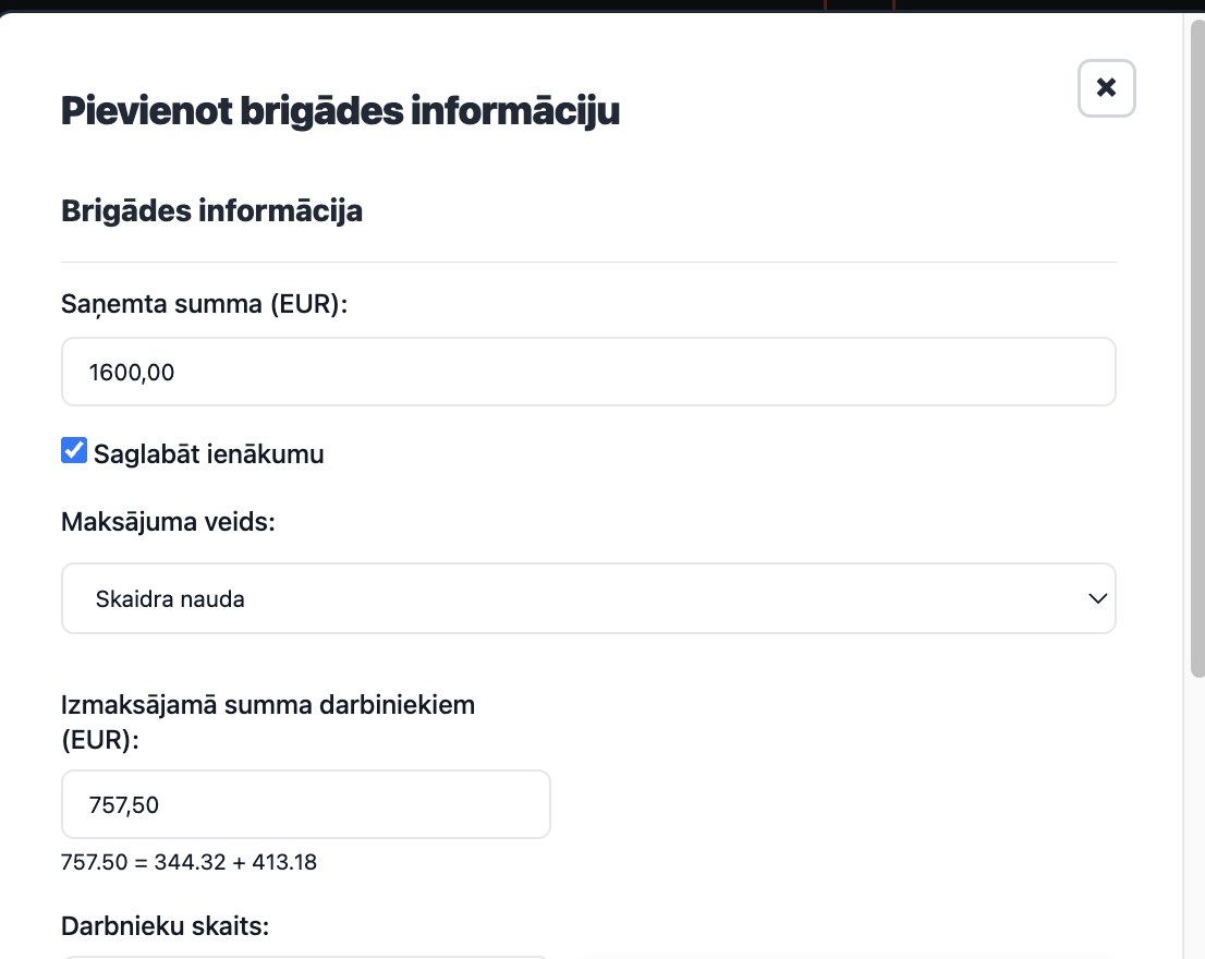 Brigade payout wizard with automatic salary calculation