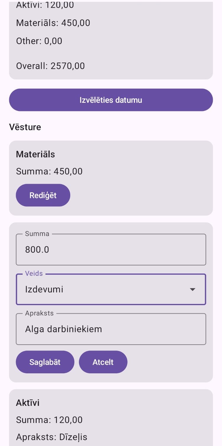 Expense tracker app — editing an entry